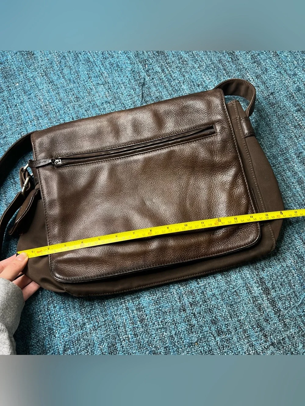 Vintage Fossil Brown Pebbled Leather Messenger Bag Book Bag Crossbody Laptop Bag
